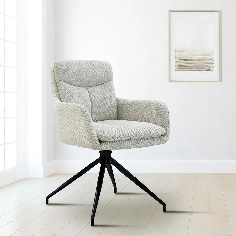 CLP Eetkamerstoel Somers zwart Frame - Stof - creme