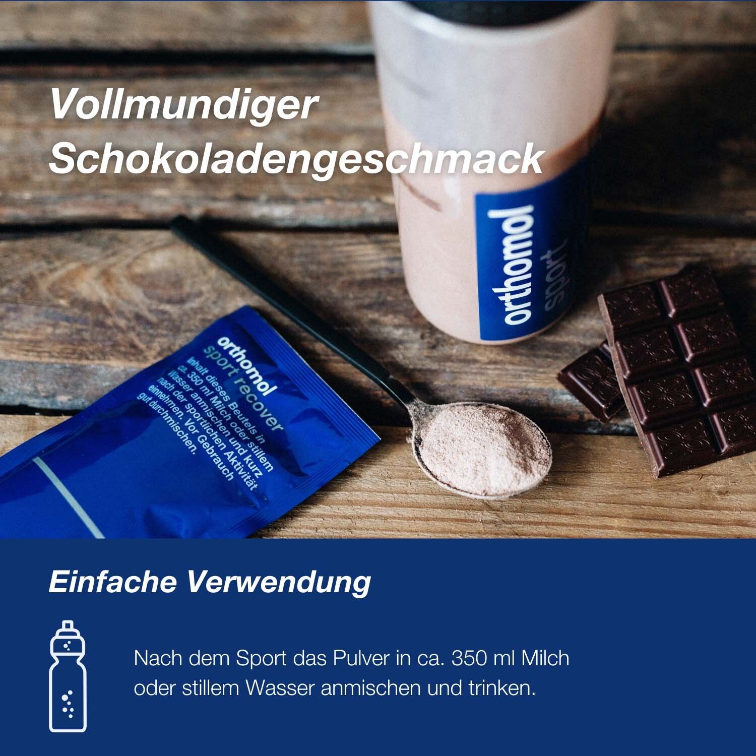 Orthomol Sport recover - Regeneration nach dem Ausdauersport - Eiweißpulver mit BCAA und Zink - Schokoladen-Geschmack - Pulver