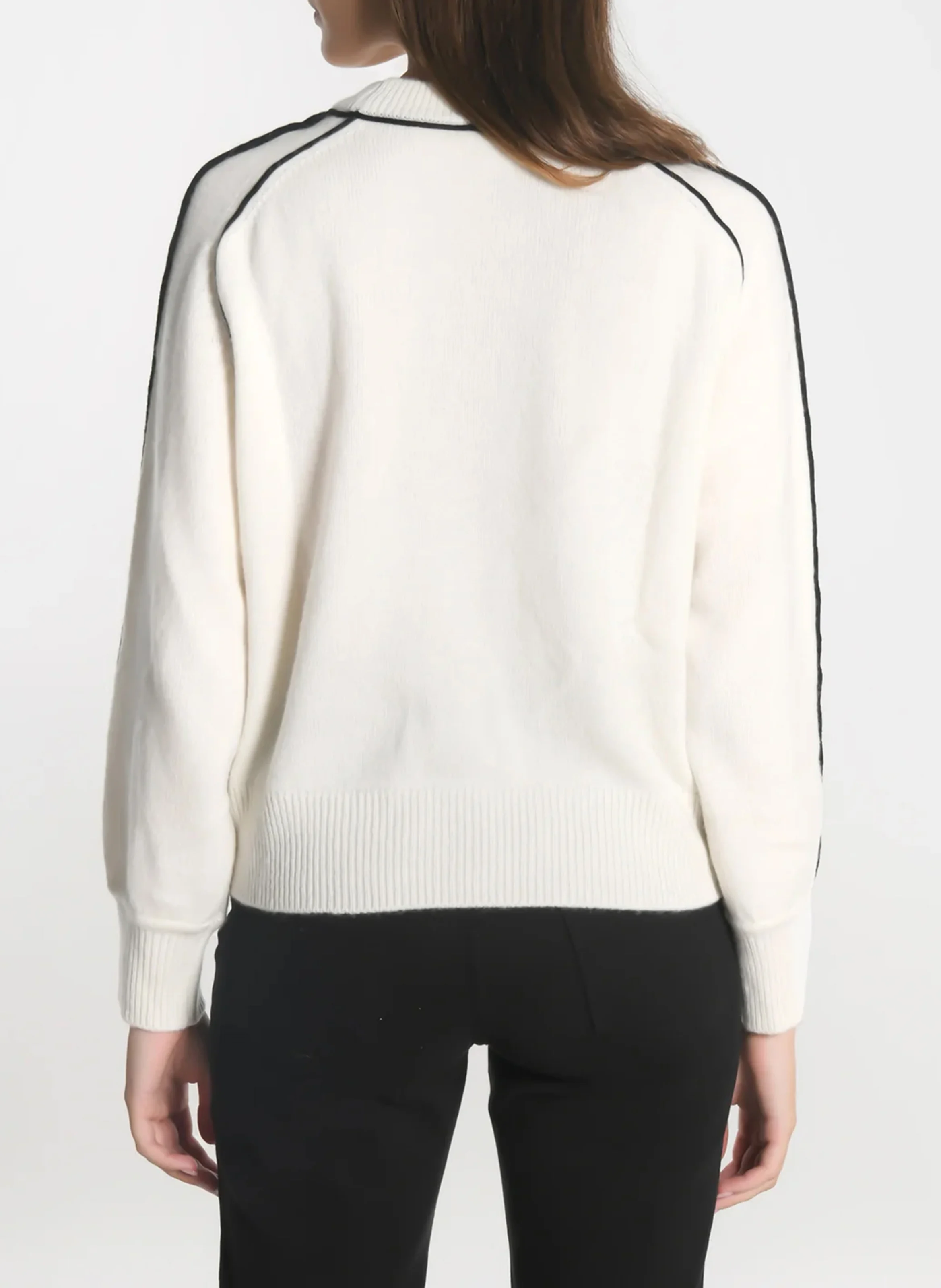 GABBY - Pull droit col rond en laine mélangée | Blanc