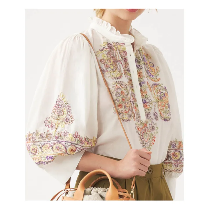 Antik Batik Blouse Neil Brodée Double Gaze | Crème
