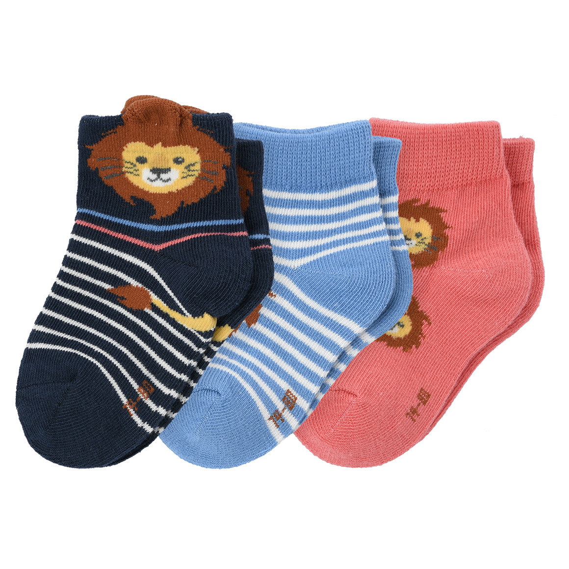 Topomini 3 Paar Baby Sneaker-Socken im Set dunkelblau / blau / hellrot
