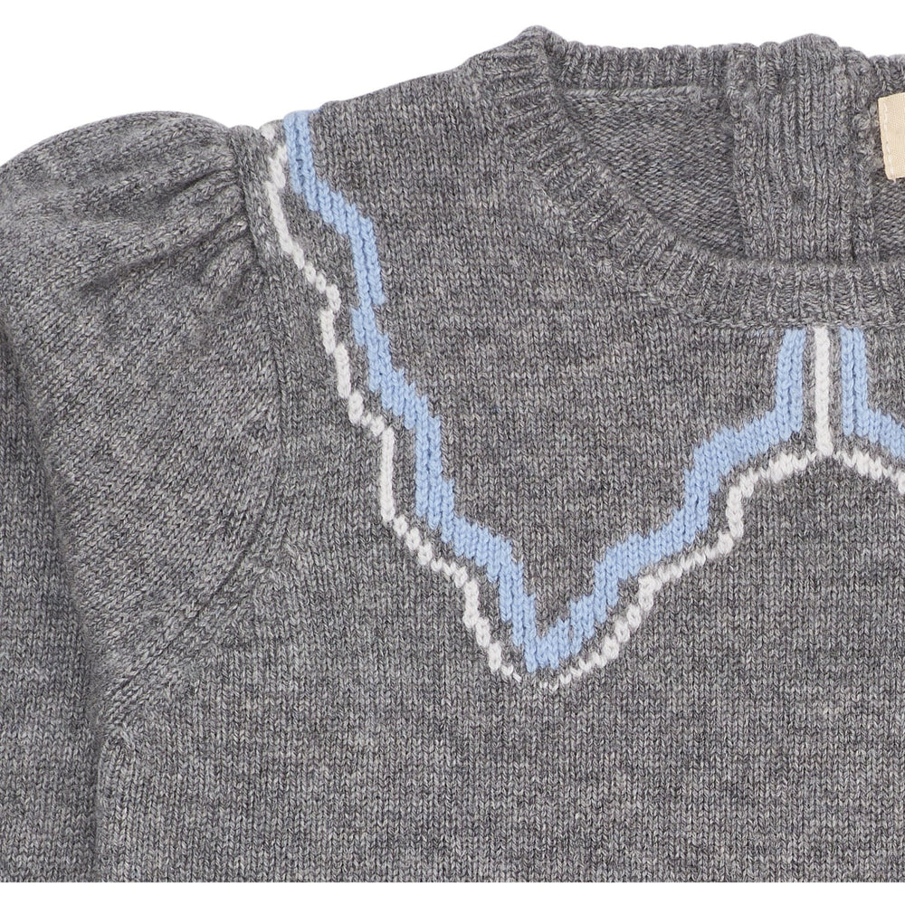Køb COPENHAGEN COLORS Dk Grey/Blue Comb. Cashmere Bluse W. Krave Deco