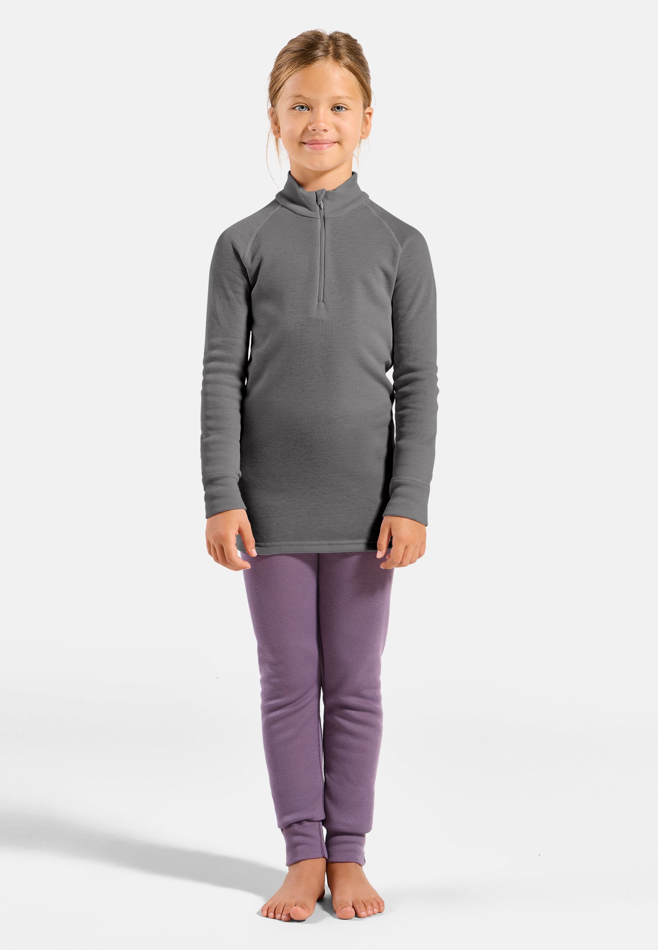 Active Warm Kids Oberteil in odlo steel grey melange