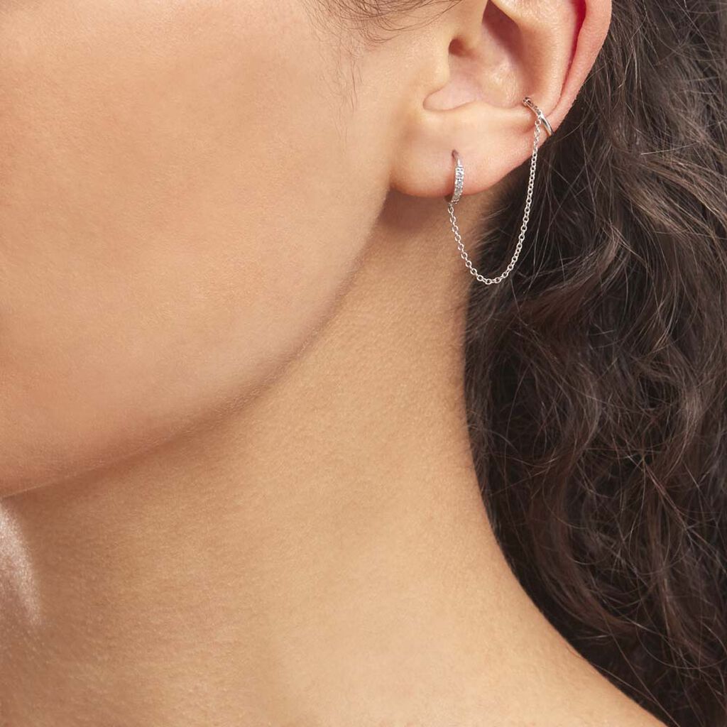 Bijou D'oreille Unitaire Argent Blanc Haim Oxydes De Zirconim