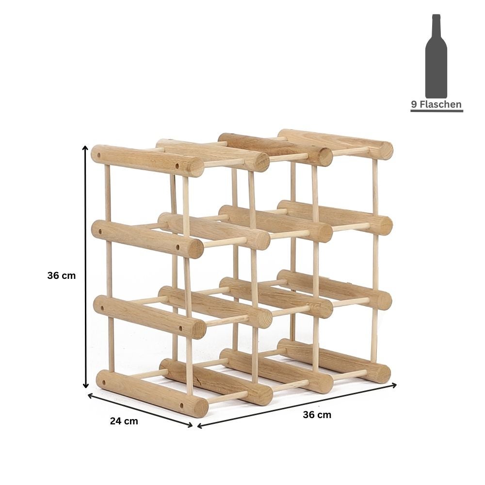 PROREGAL Modulair Wijnrek Vinotega Mod HxBxD 36 x 36 x 24 cm 1 x 9 Flessen Massief Eiken Natuurlijk