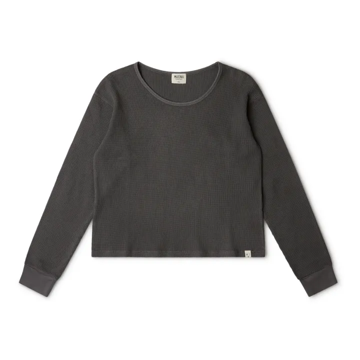 Matona T-Shirt Côtelé Coton Bio - Collection Femme  | Gris anthracite