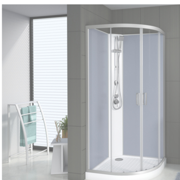 Allibert complete douchecabine Happy met schuifdeur zilver kwartrond 90 x 90 cm