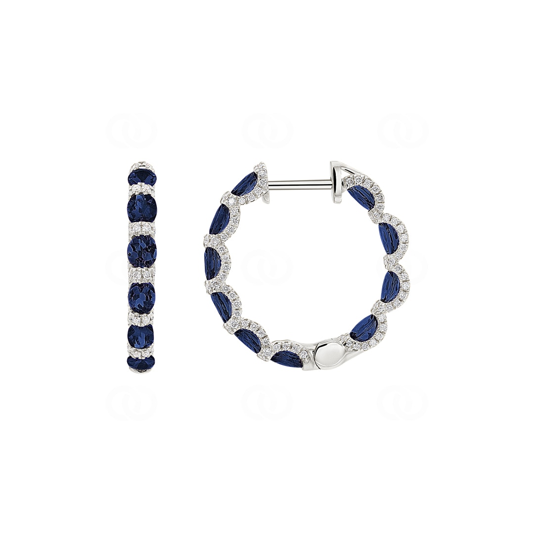 Kreolen 750/18 K Weissgold mit Saphiren & Diamanten 0.67 ct H/si