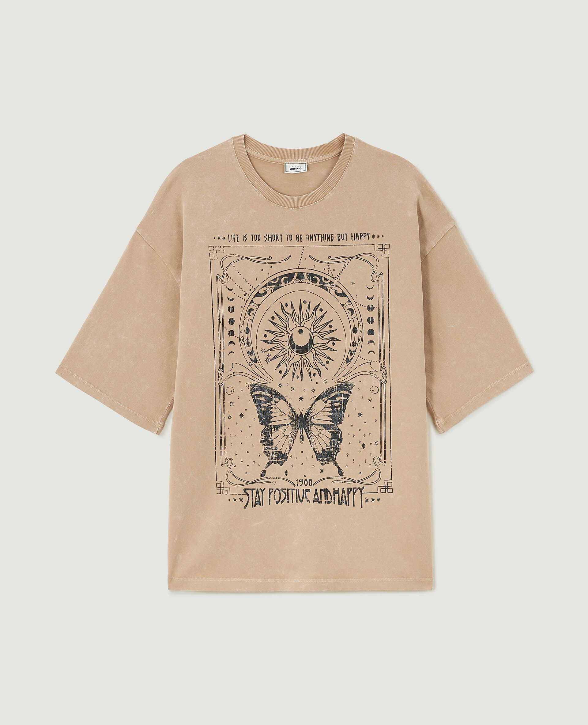T-shirt oversize avec imprimé - Taupe