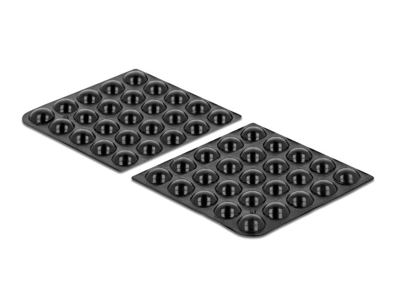 Delock Gummifüsse 10 x 3mm rund, selbstklebend, 50 Stück, s Gummifüsse, 10 x 3mm, 50 Stück rund, selbstklebend, schwarz