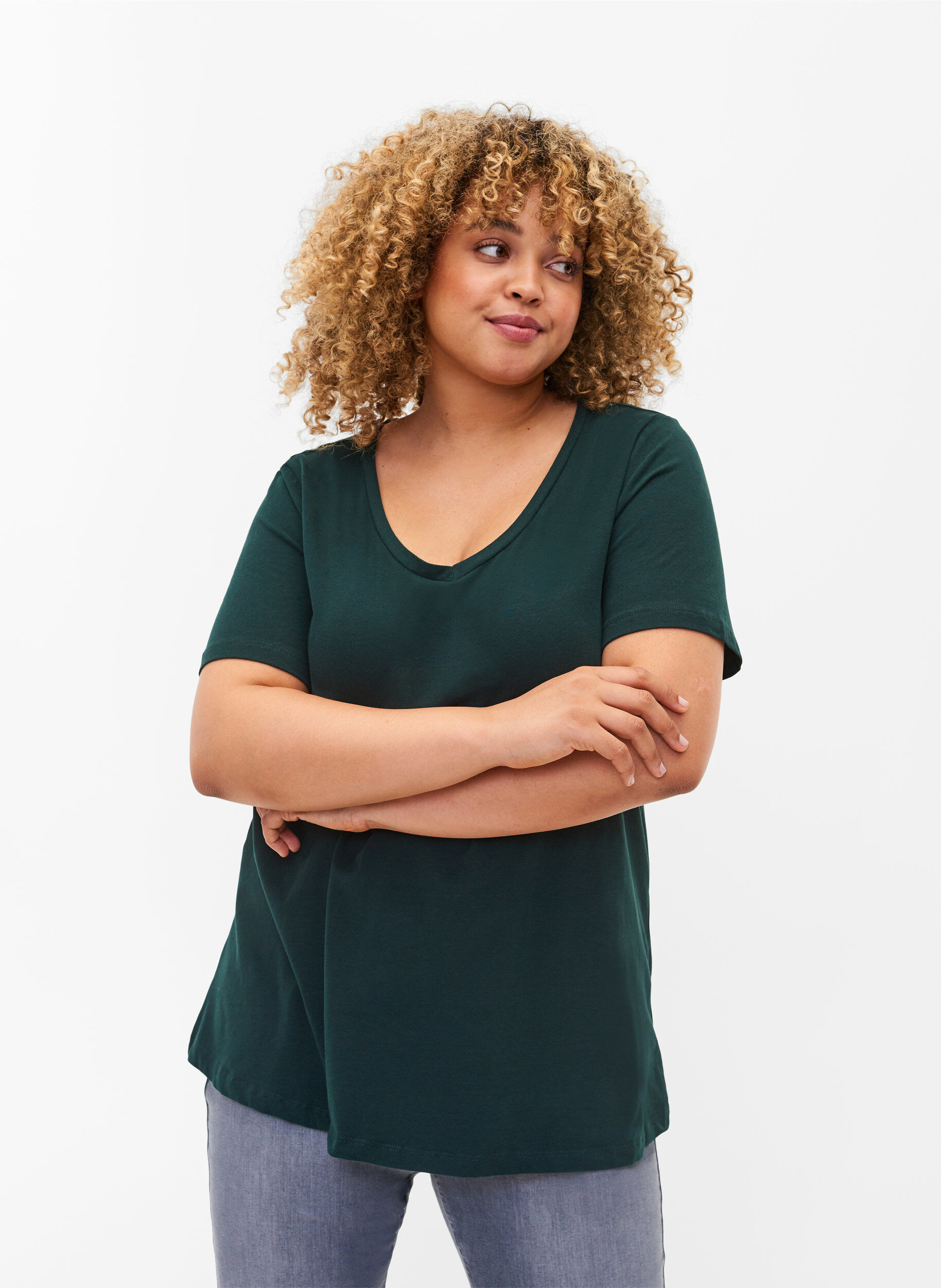 Ensfarvet basis t-shirt i bomuld