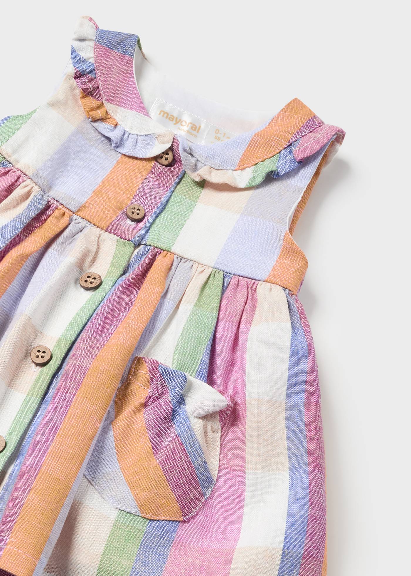 Vestido xadrez Better Cotton Juicy para recém-nascidos com capa para fralda
