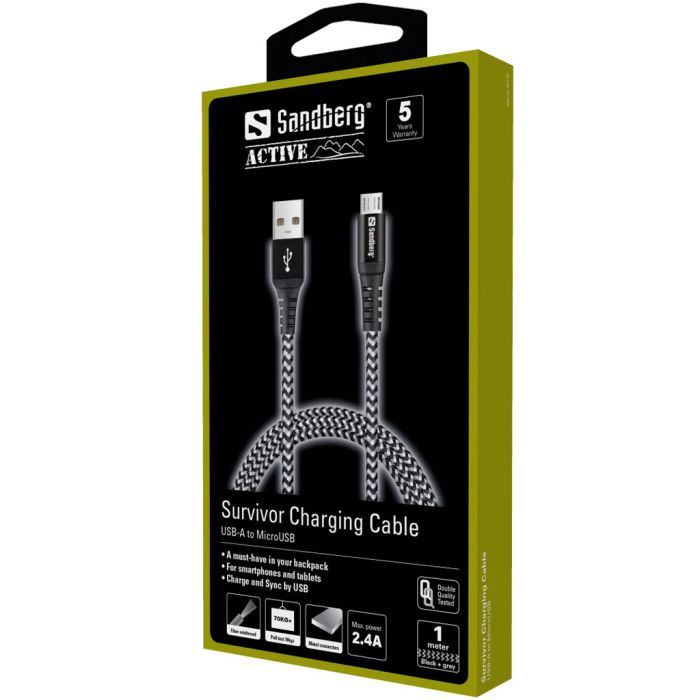 Sandberg Survivor MicroUSB Cable 1M ladekabel