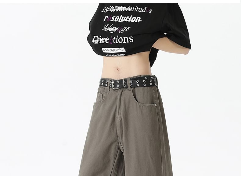 AXEN - Mid Rise Plain Loose Fit Jeans