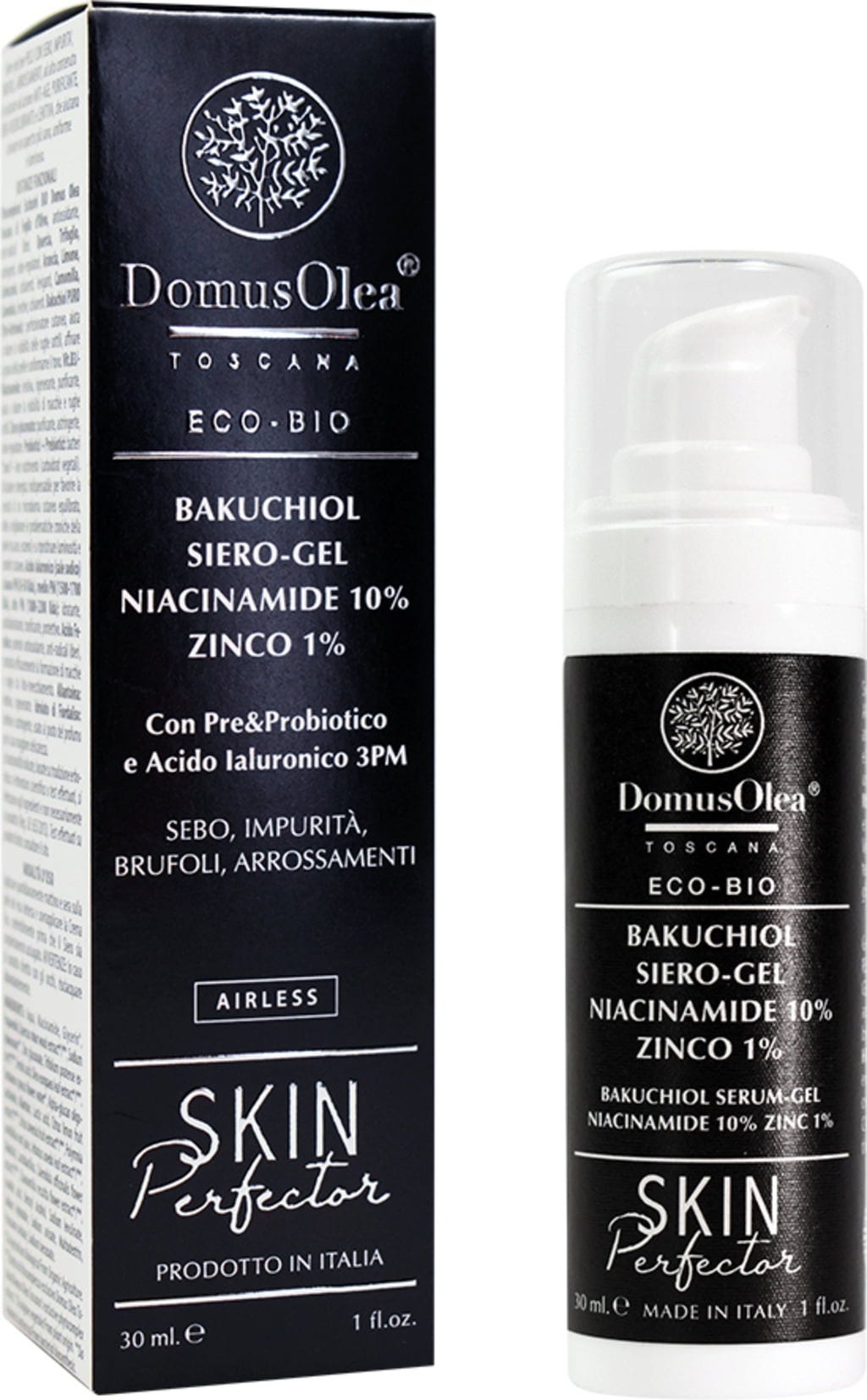 Domus Olea Toscana  Skin Perfector Bakuchiol Gel-Serum Niacinamid 10% & Zink 1%, 30 ml