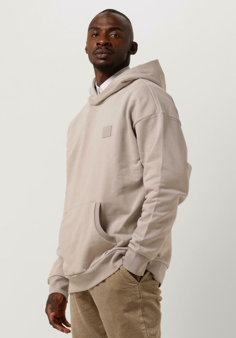 COLOURFUL REBEL beige colourful rebel sweater uni patch dropped shoulder hoodie