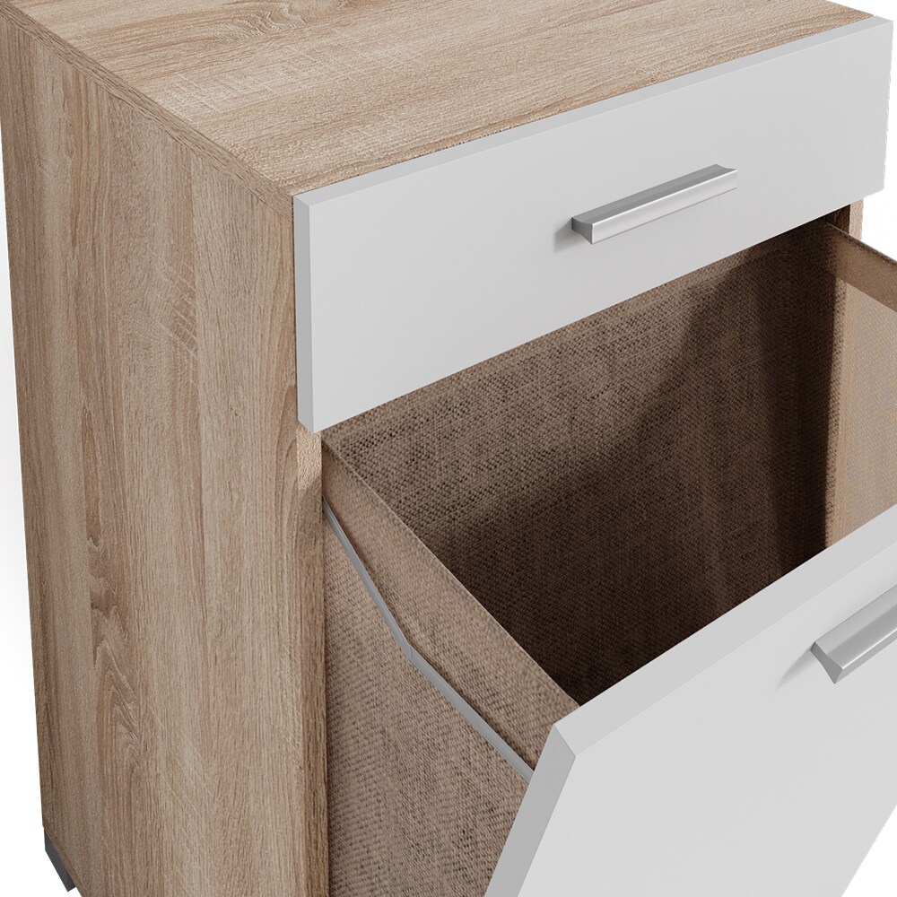 Vicco Wäschekorb Wäscheschrank Badschrank Matteo SON/Weiß Waschmaschinenschrank