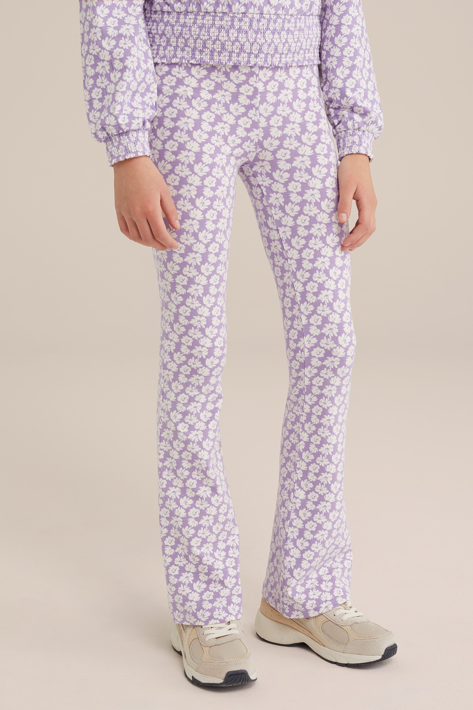 Meisjes flared legging met dessin WE Fashion Lichtpaars