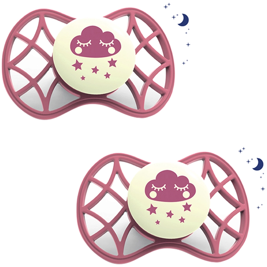 nuvita Nachtschnuller ortodontischem Sauger Air. 55 Cool! Glow mit Stericover 0m+, Design spiced apple, 2 Stück