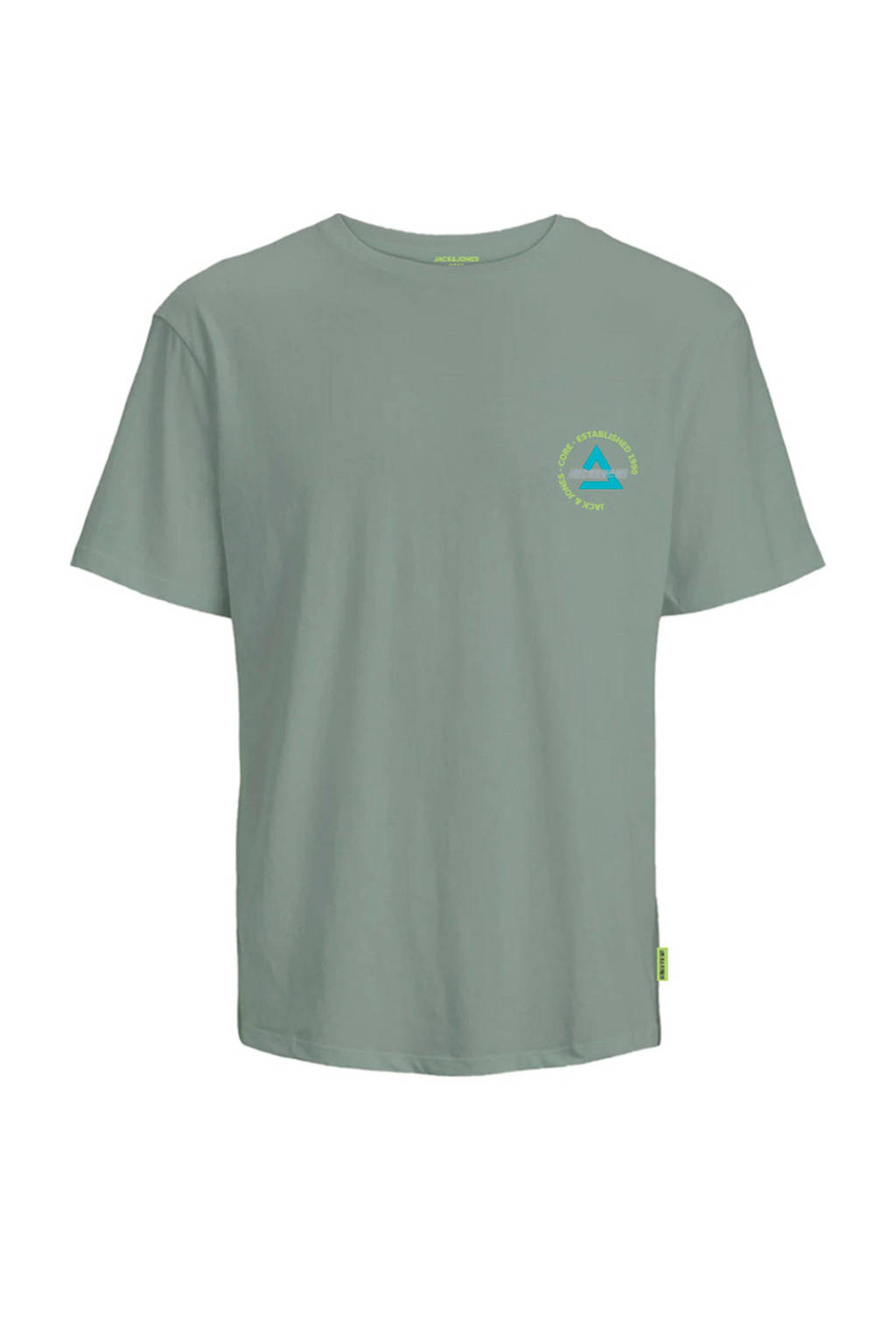 JACK & JONES T-shirt JCOFAST met printopdruk saliegroen