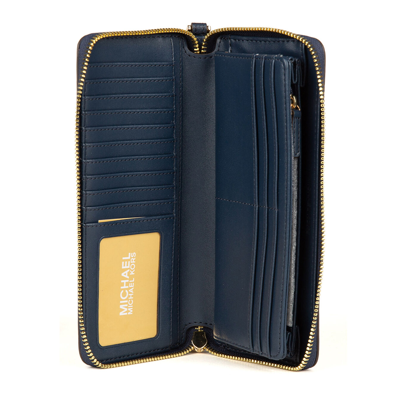 Michael Kors Compagnon en Cuir Jet Set bleu marine - 21x10 cm