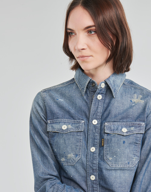 G-Star Raw - KICK BACK WORKER SHIRT WMN LS - Bleu Medium