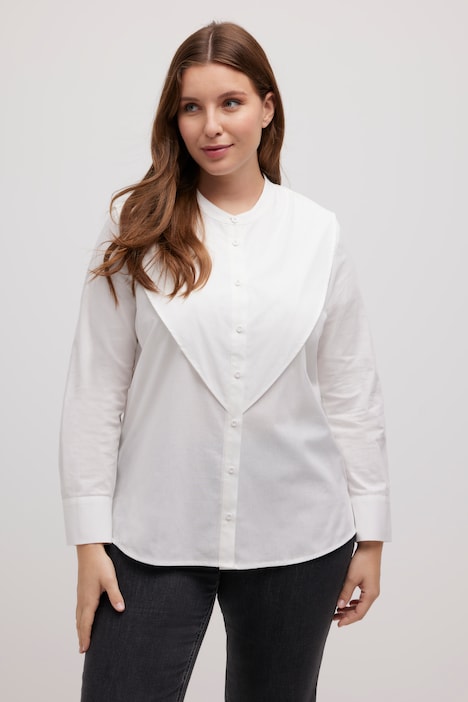 Bluse, Überwurf, Stehkragen, Langarm, Biobaumwolle