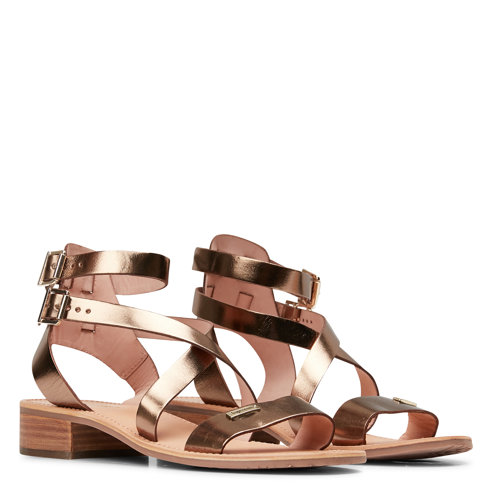 HOCEAN - Sandales spartiates en cuir | Doré