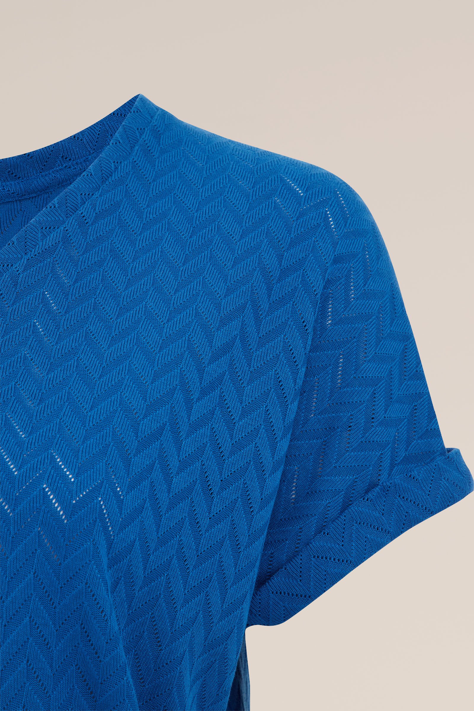 T-shirt met opengewerkt dessin - Curve WE Fashion Kobaltblauw