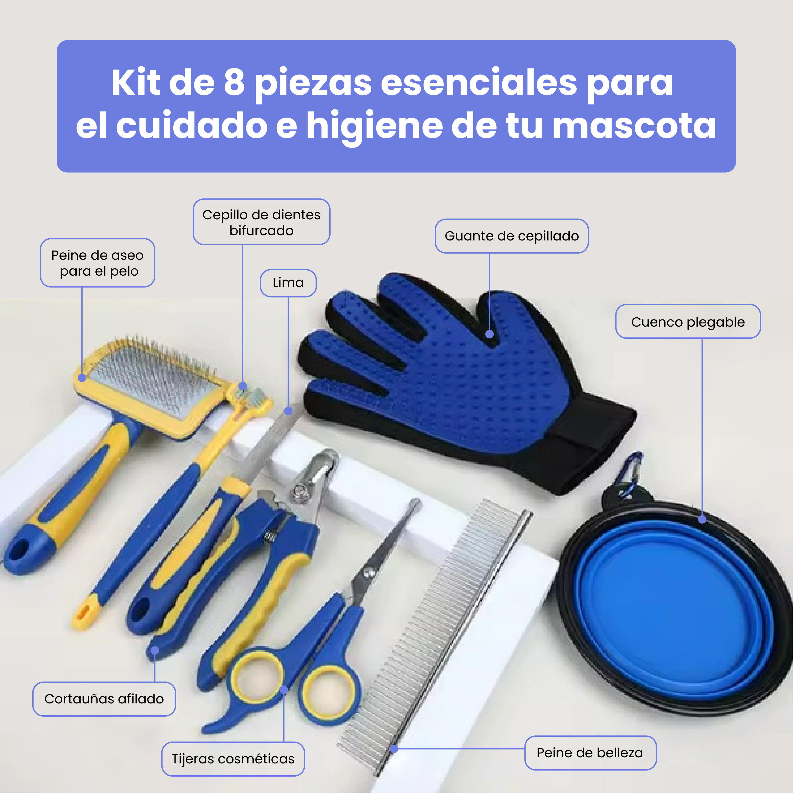 Kit de Higiene 8 em 1 TheKingPet