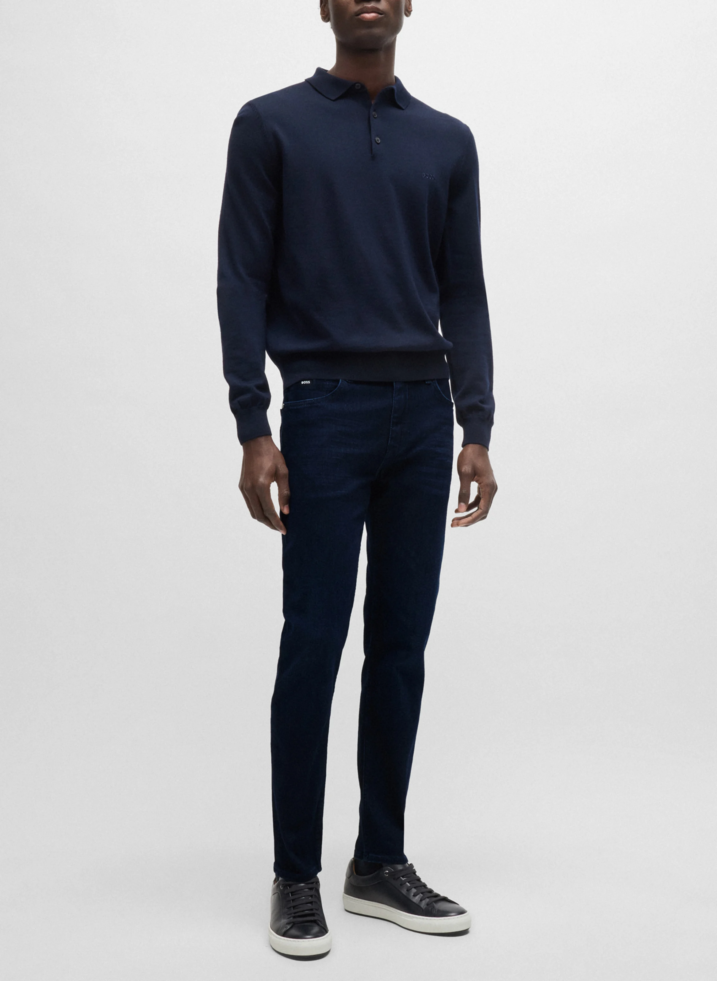 Jean slim-fit en coton mélnagé | Bleu