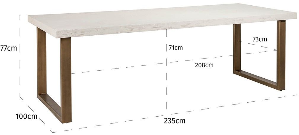 Eettafel 211837 Whitebone B235 x D100 x H76 cm
