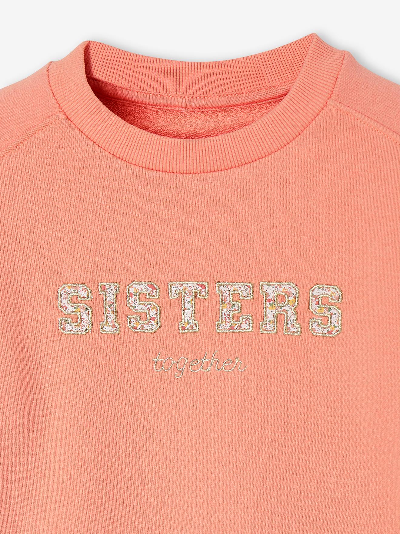 Moletom coral com estampa de letras em estilo fantasia para meninas