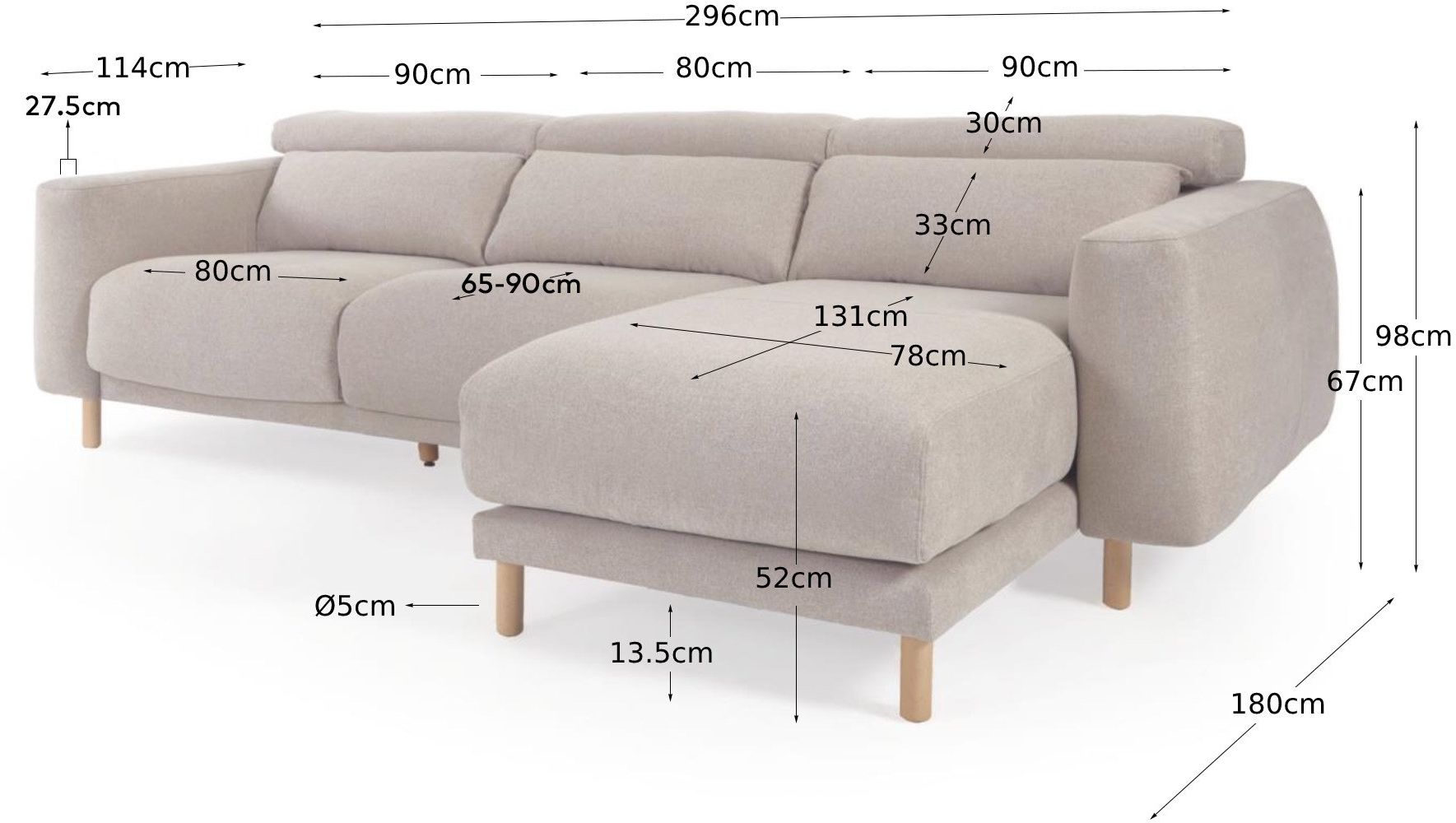 Kave Home   Singa 3-Zitsbank