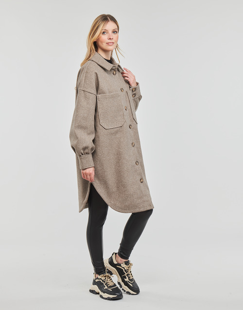 Only - ONLTRILLION L/S OVRS SHACKET PNT NOOS - Marron