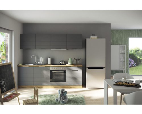 Held Furniture keukenblok zonder apparatuur Florence 240 cm grijs mat gedemonteerde variant omkeerbaar 1102.6293