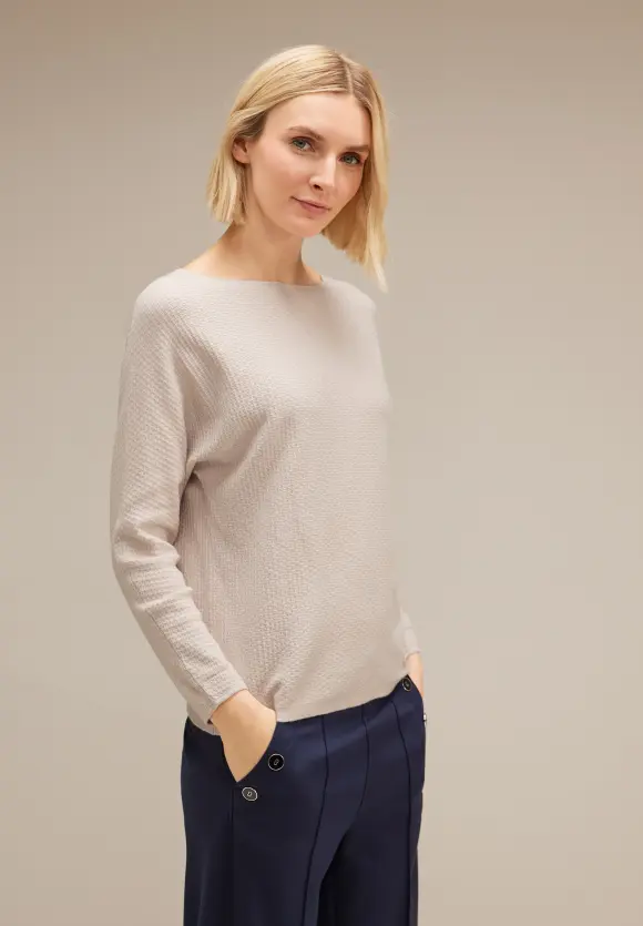 Struktur Strickpullover - whisper cream melange
