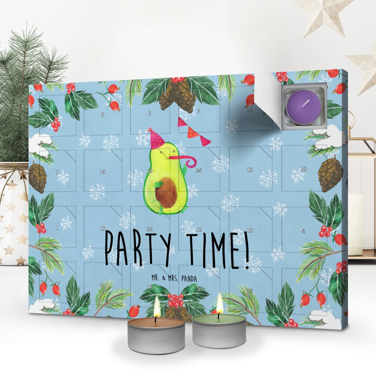 Mr. & Mrs. Panda Geurkaars Adventskalender Avocado Party Time - Pastelblauw