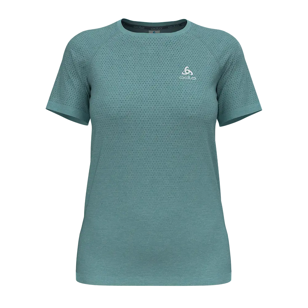 Odlo Essential Seamless Hardloopshirt Korte Mouwen Groen Melange Dames