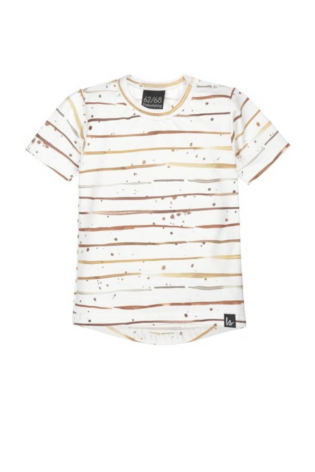 Babystyling baby T-shirt wit/bruin