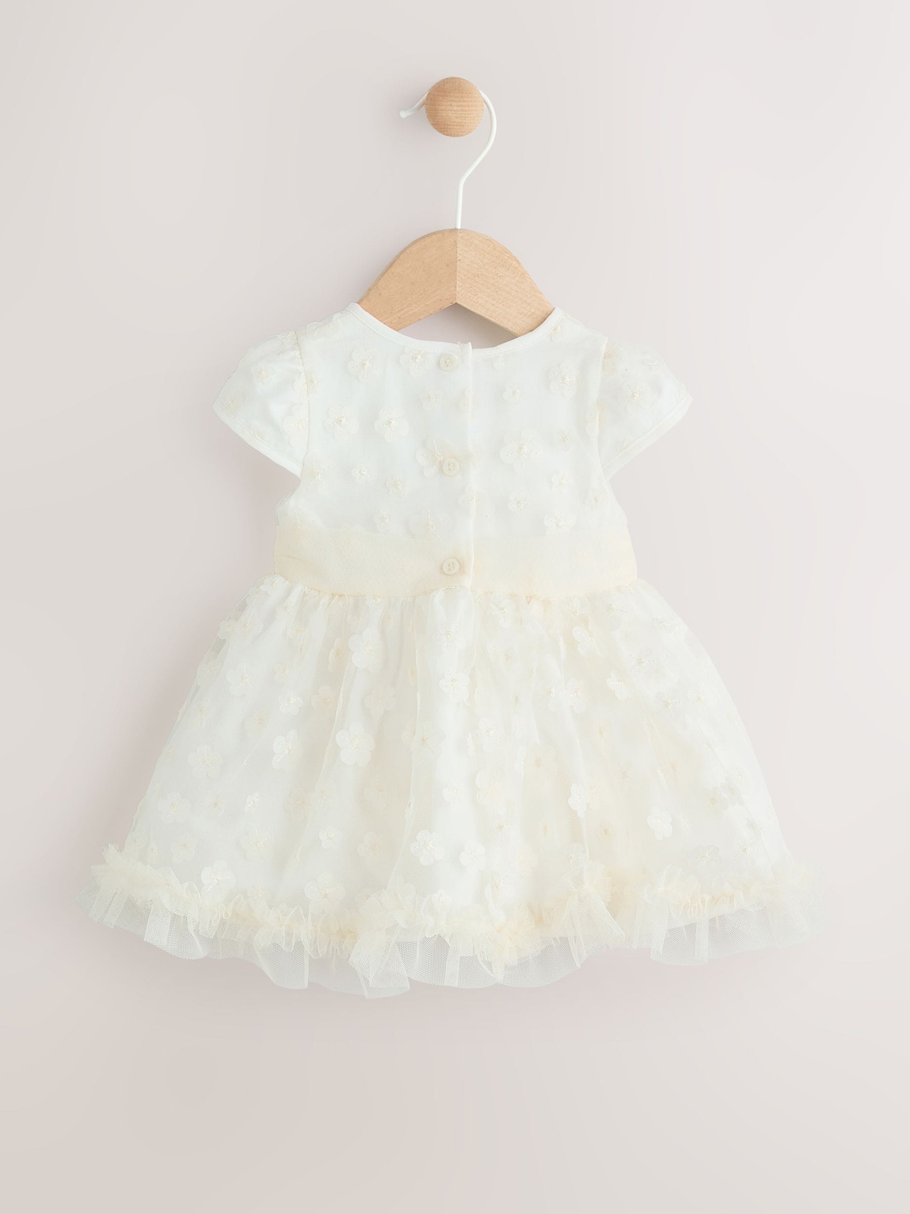 White 3D Flowers - Feestelijke babyjurk (0 mnd-2 jr)
