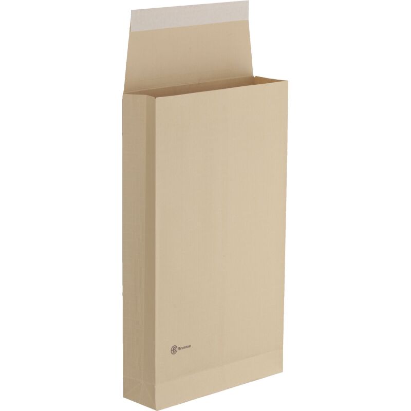 Pochette à soufflets 7 cm kraft brun armé 300 x 470 mm Bruneau 120 g sans fenêtre - Boîte de 25