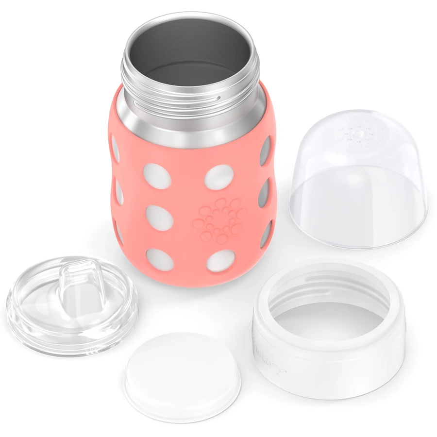 lifefactory Baby-Weithalsflasche 235 ml mit Soft Sippy Cap, cantaloupe