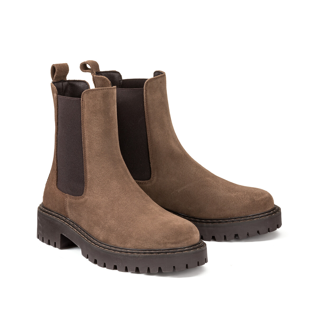 COLEÇÕES LA REDOUTE<br>Botas Chelsea em camurça, Assinatura JUDITH