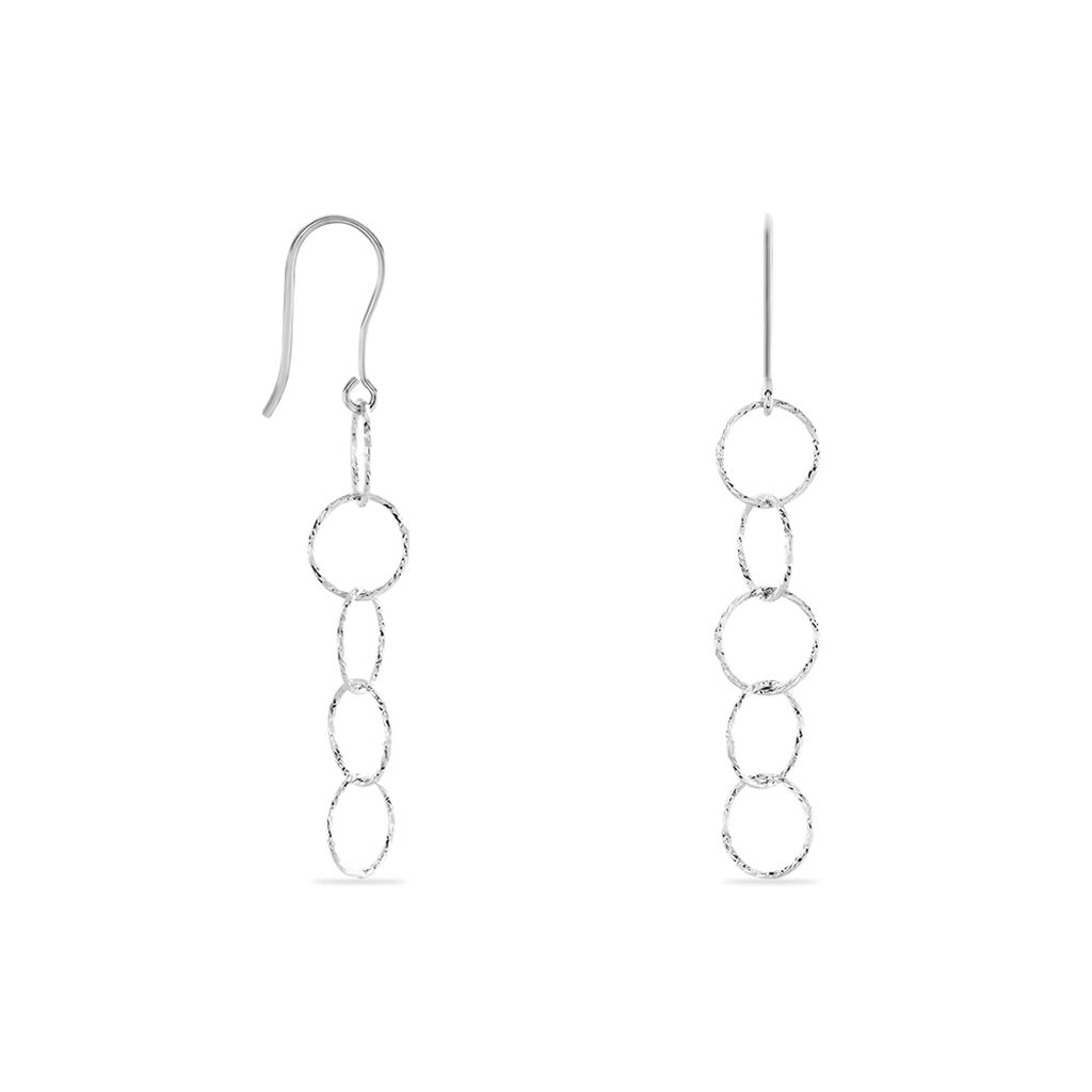 Boucles D'oreilles Pendantes Bulle Argent Blanc
