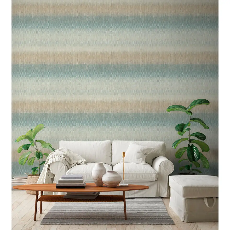 Dutch Wallcoverings - Nomad Malibu blauwgroen/beige - 0,53x10,05m