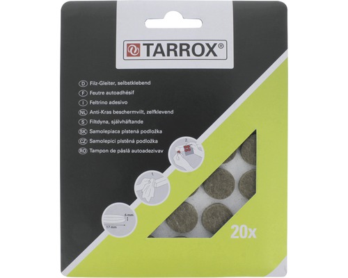 Tarrox viltglijders 17x6 mm rond bruin 20 stuks zelfklevend
