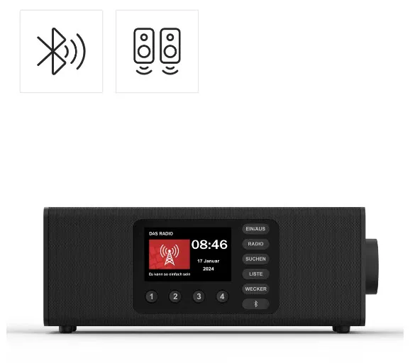 Hama DR2002BT, Personlig, Digital, DAB, DAB , FM, 10 W, TFT, 10,9 cm (4,3