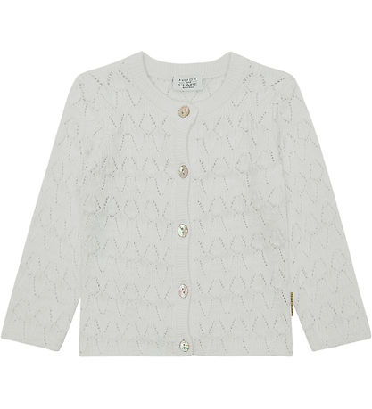 Hust and Claire Cardigan - Strick - Ziel - White m. Lochmuster