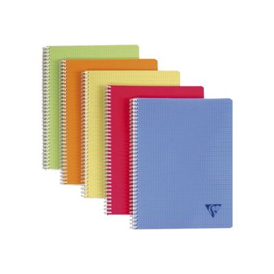 Clairefontaine Linicolor - Cahier polypro à spirale 24 x 32 cm - 100 pages - grands carreaux (Seyes) - disponible dans différentes couleurs